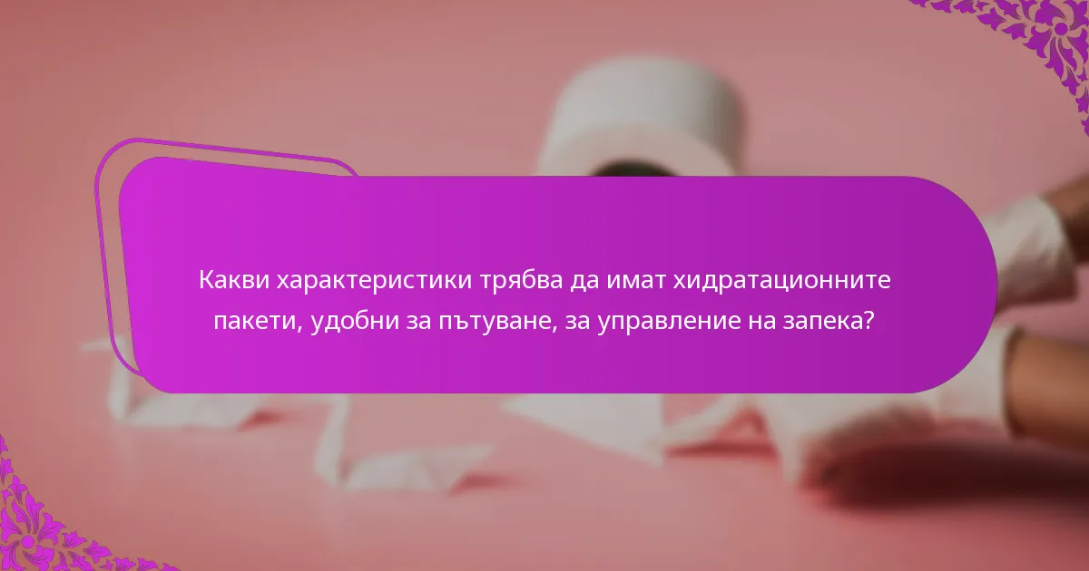 Какви характеристики трябва да имат хидратационните пакети, удобни за пътуване, за управление на запека?