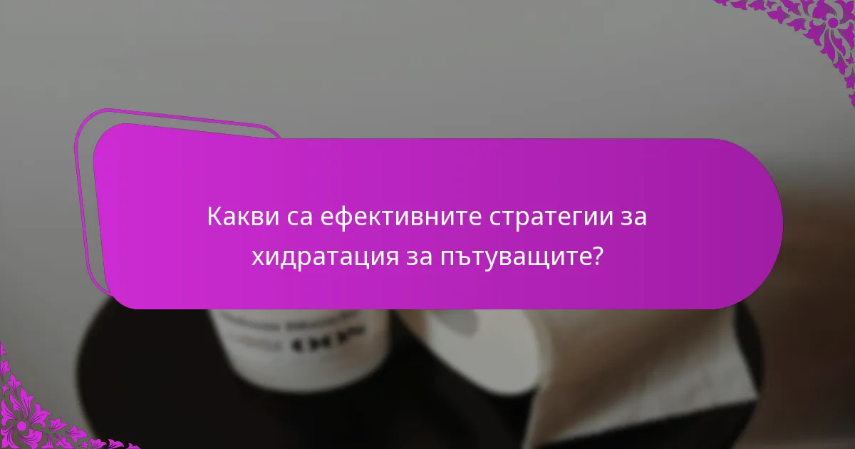Какви са ефективните стратегии за хидратация за пътуващите?