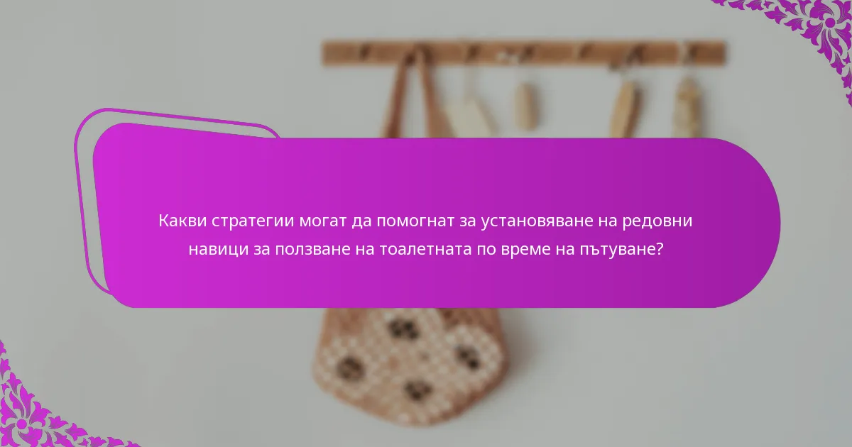 Какви стратегии могат да помогнат за установяване на редовни навици за ползване на тоалетната по време на пътуване?